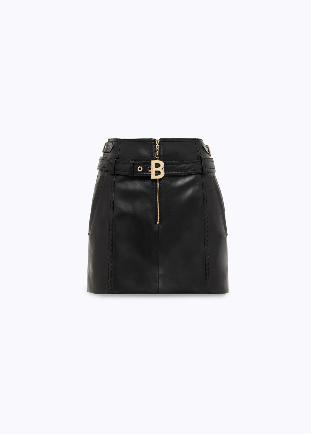 BLUGIRL: LEATHER MINI SKIRT WITH BELT