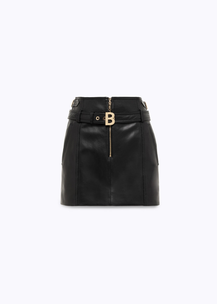 LEATHER MINI SKIRT WITH BELT