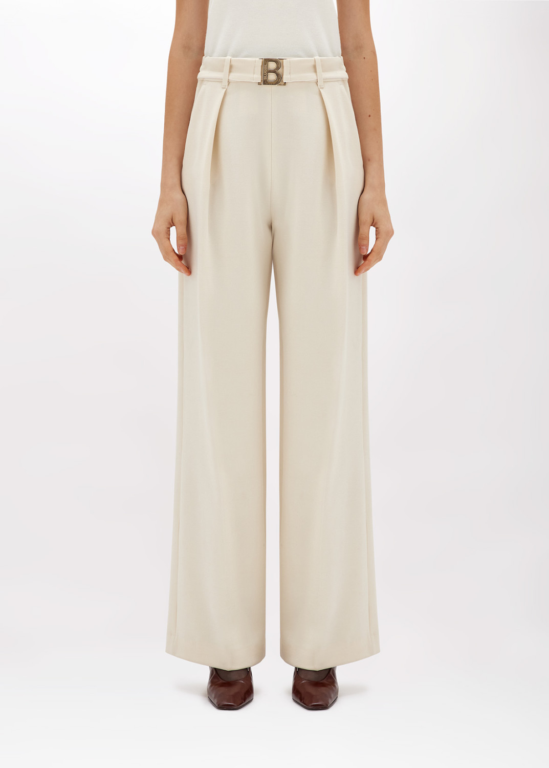 BLUGIRL: WIDE PANTS IN STRETCH WOOL CADY