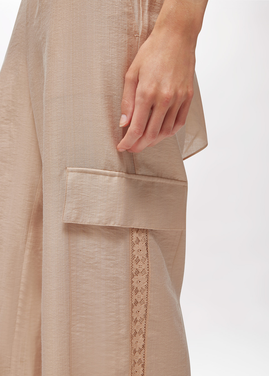 BLUGIRL: WIDE-LEG LYOCELL AND LACE TROUSERS