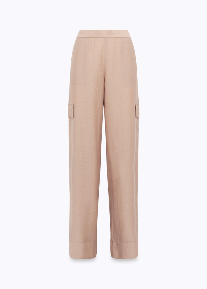 WIDE-LEG LYOCELL AND LACE TROUSERS