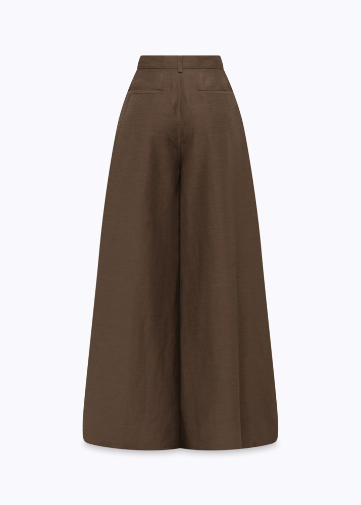 WIDE-LEG LINEN-BLEND TROUSERS