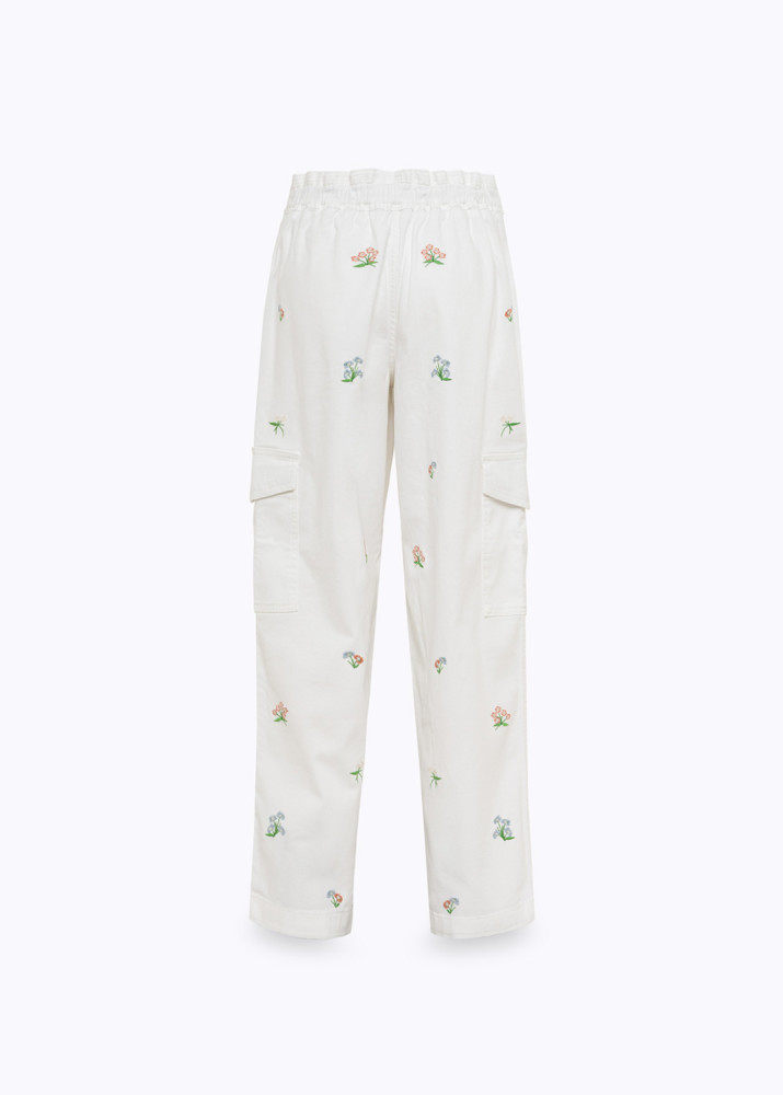 EMBROIDERED GABARDINE CARGO TROUSERS
