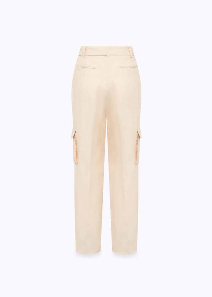 LINEN-BLEND CARGO TROUSERS