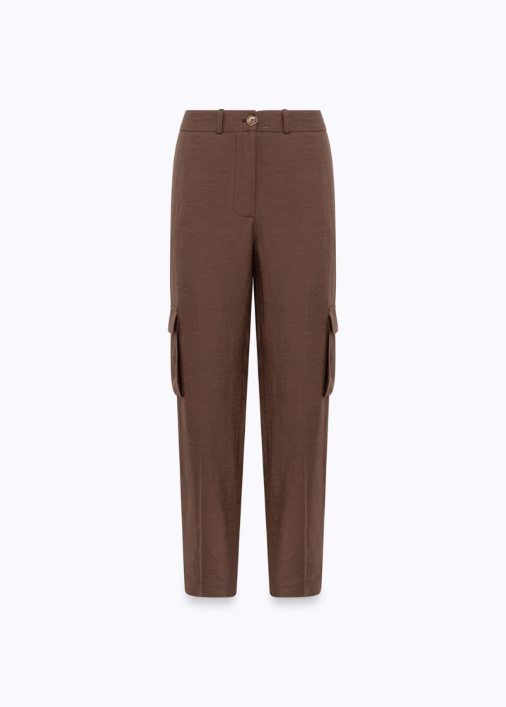 LINEN-BLEND CARGO TROUSERS