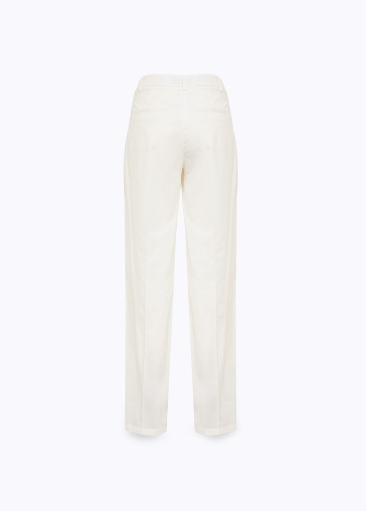 STRAIGHT-LEG STRETCH COTTON TROUSERS
