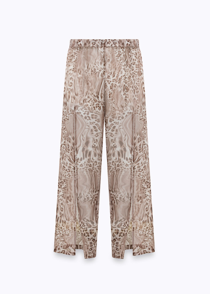 ANIMAL-PRINT CHIFFON TROUSERS
