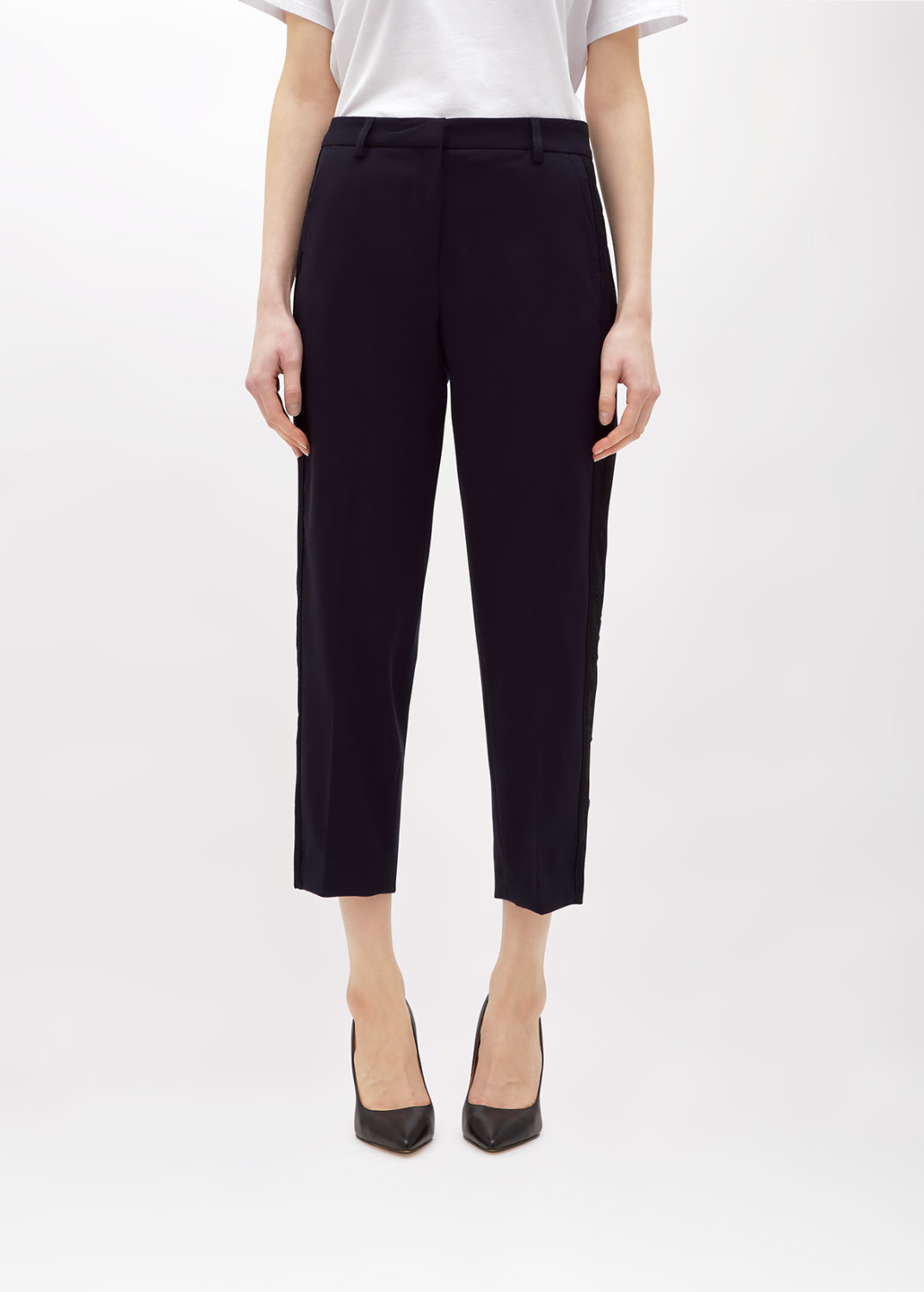 BLUGIRL: PANTALONI IN FLANELLA E PIZZO