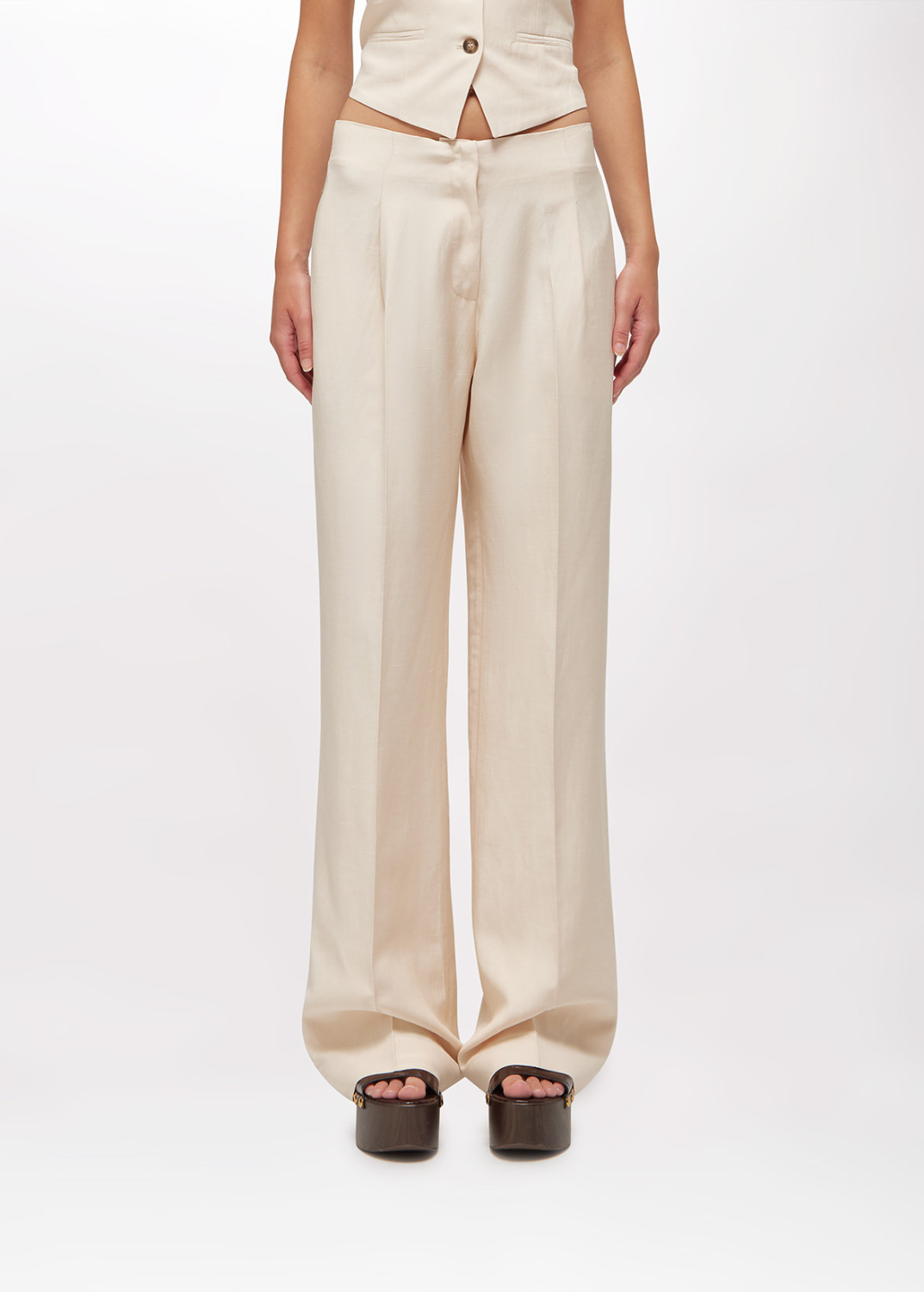 BLUGIRL: WIDE-LEG LINEN-BLEND TROUSERS