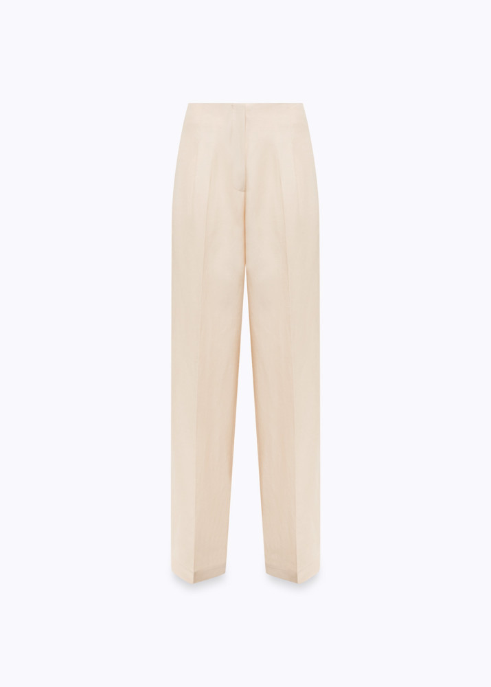 WIDE-LEG LINEN-BLEND TROUSERS