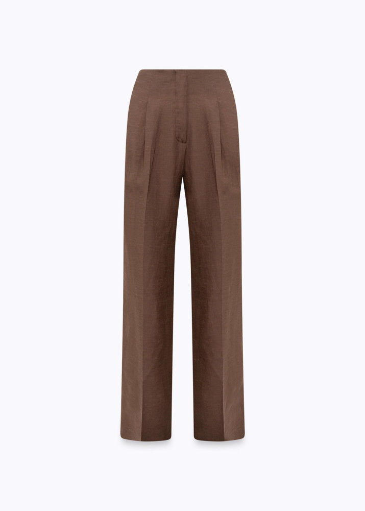 WIDE-LEG LINEN-BLEND TROUSERS