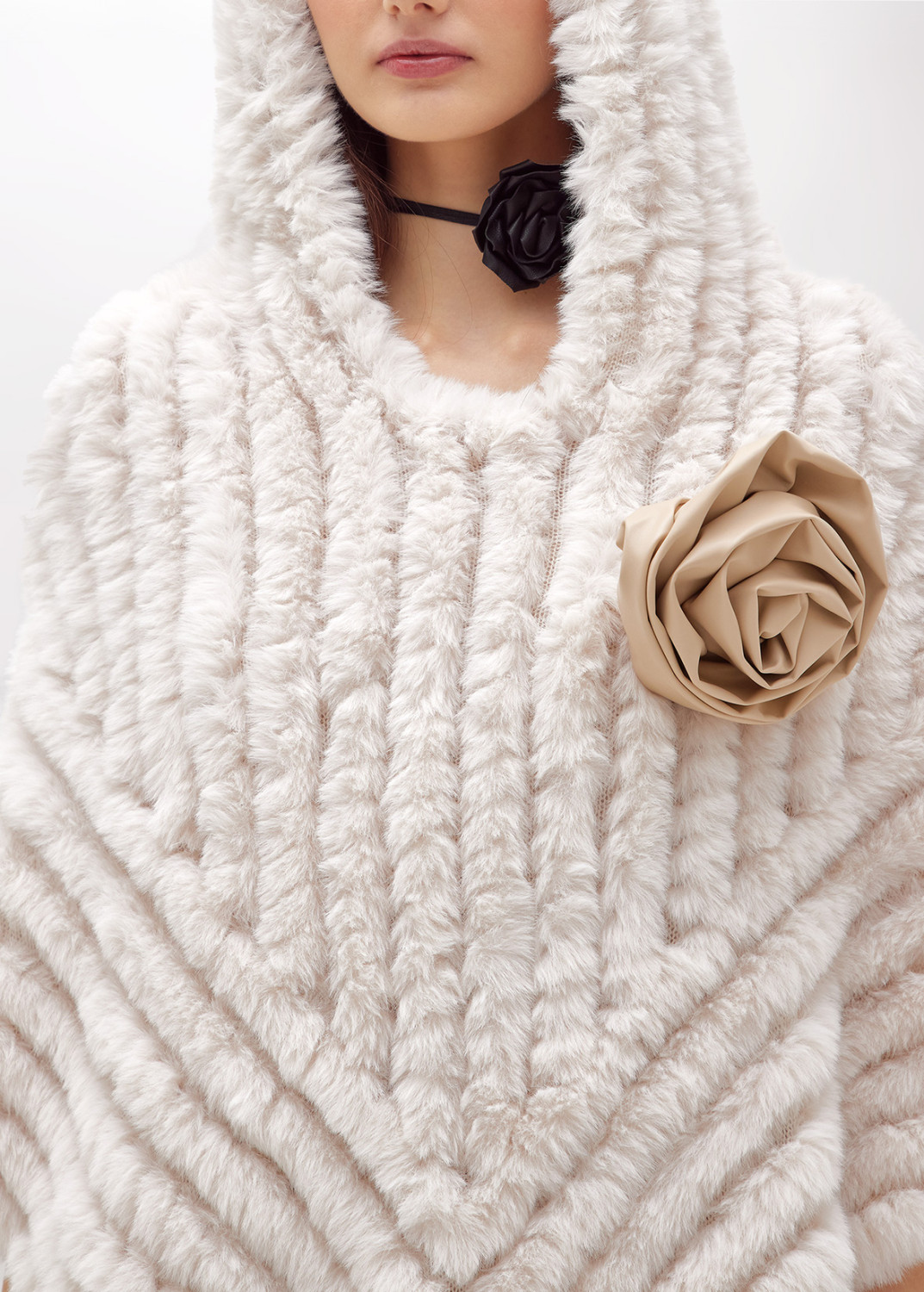 BLUGIRL: FAUX FUR PONCHO WITH BROOCH