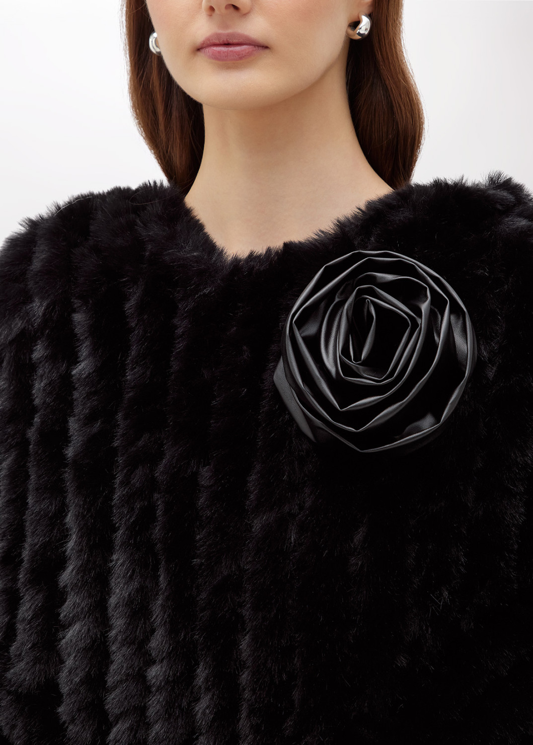 BLUGIRL: FAUX FUR PONCHO WITH BROOCH
