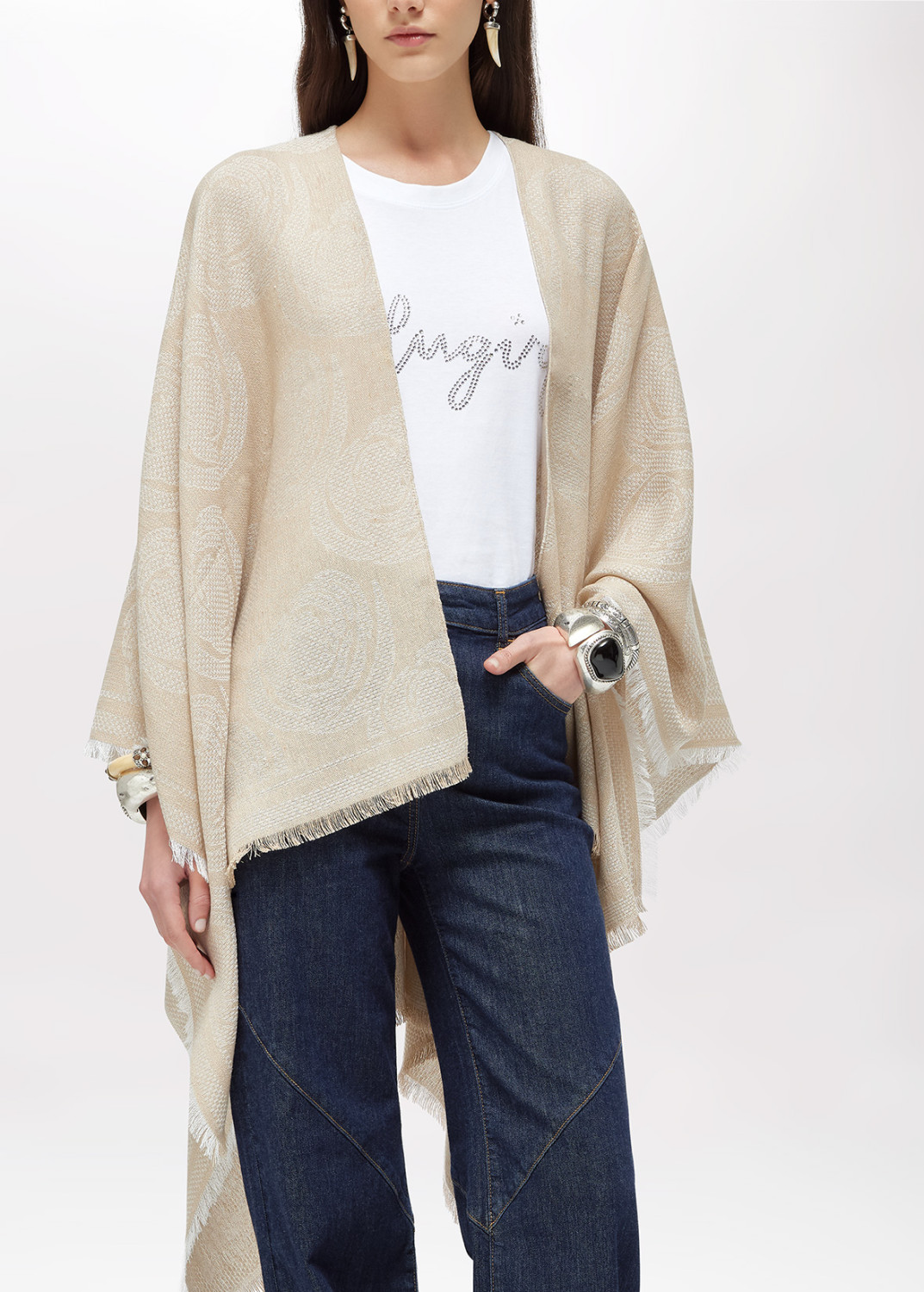 BLUGIRL: ROSE JACQUARD PONCHO
