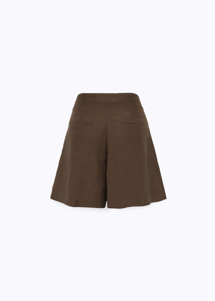 LINEN-BLEND SHORTS WITH EMBROIDERY