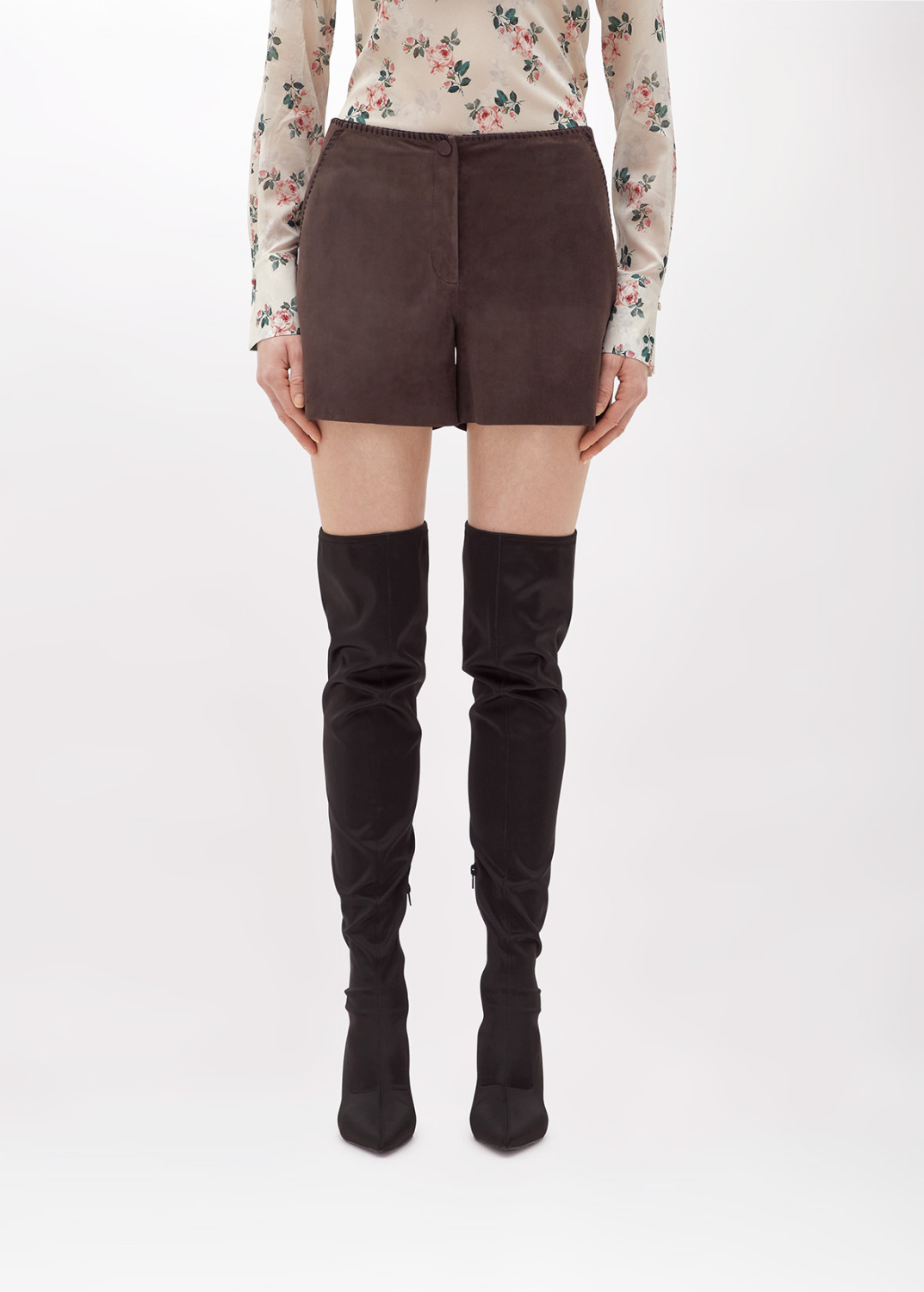 BLUGIRL: SUEDE SHORTS WITH CROCHET