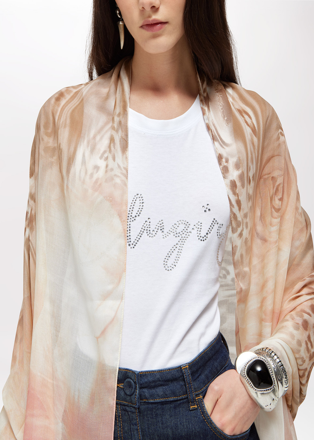 BLUGIRL: STOLE WITH ANIMALIER AND ROSE PRINT