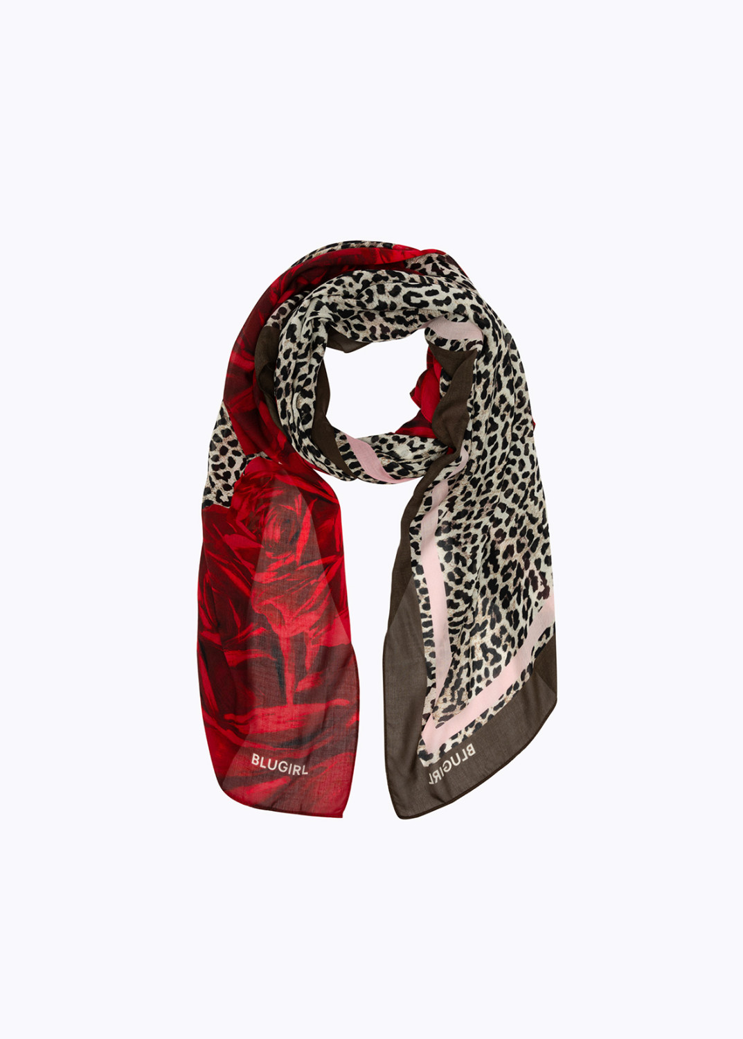 BLUGIRL: SCARF WITH ROSE AND ANIMAL PRINT