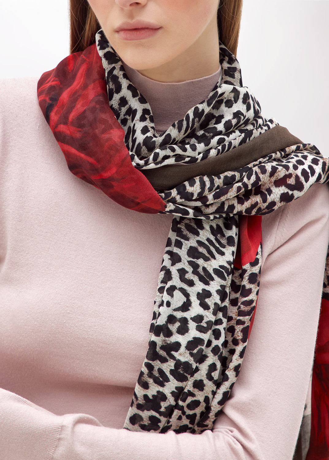 BLUGIRL: SCARF WITH ROSE AND ANIMAL PRINT