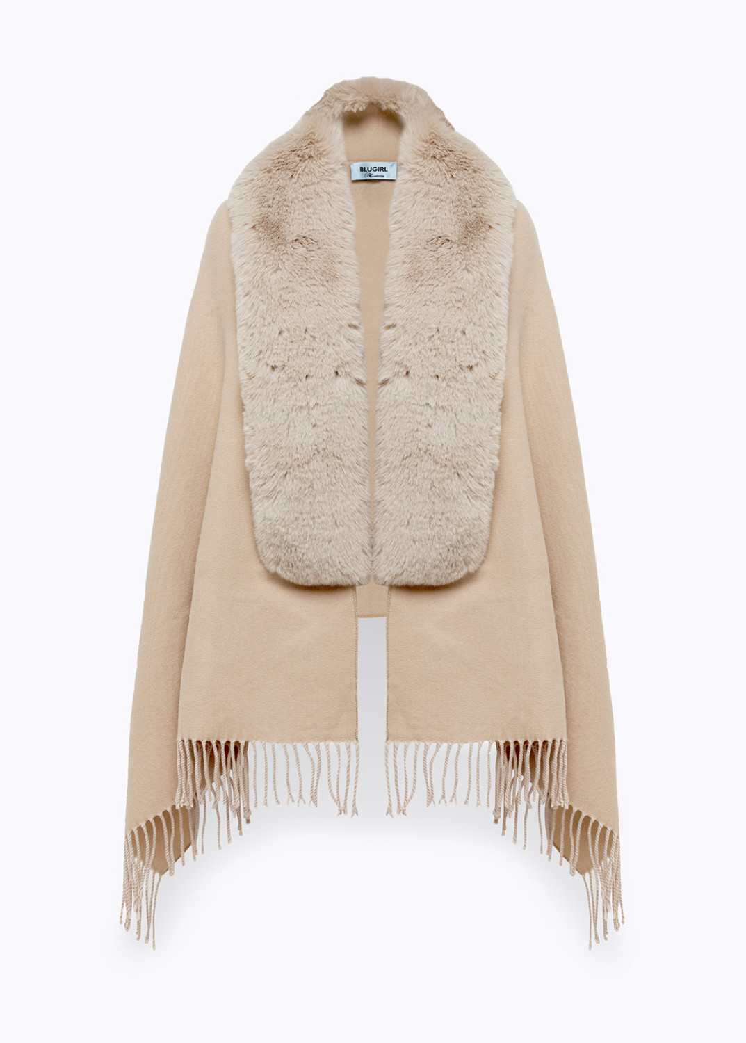 BLUGIRL: KNIT STOLE WITH FAUX FUR COLLAR