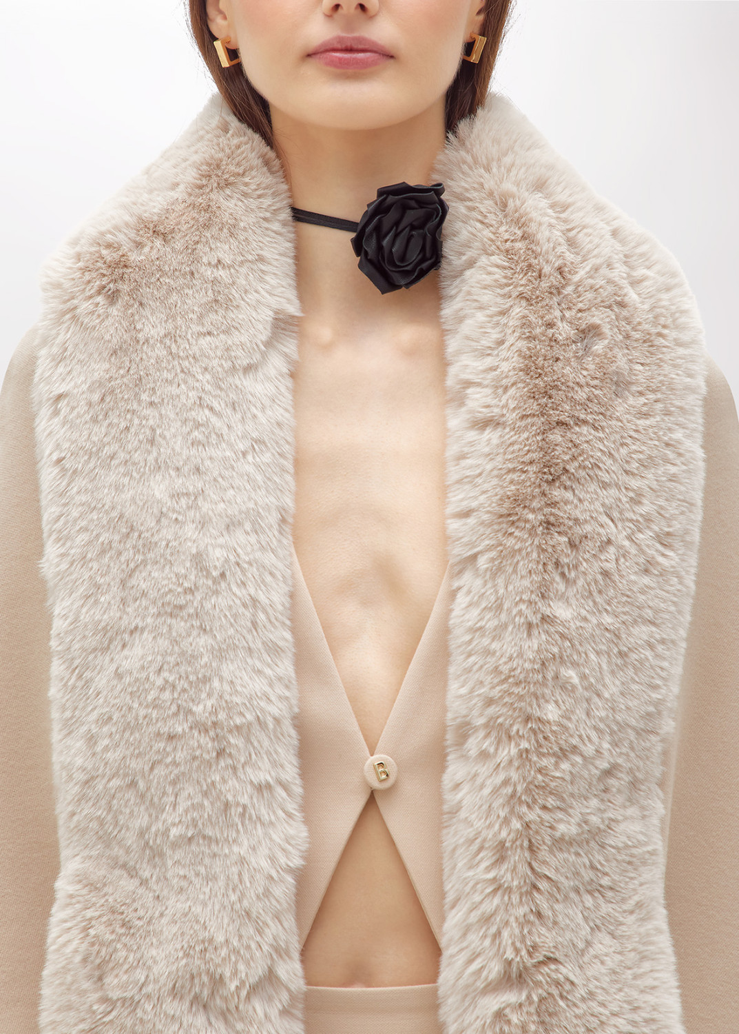 BLUGIRL: KNIT STOLE WITH FAUX FUR COLLAR