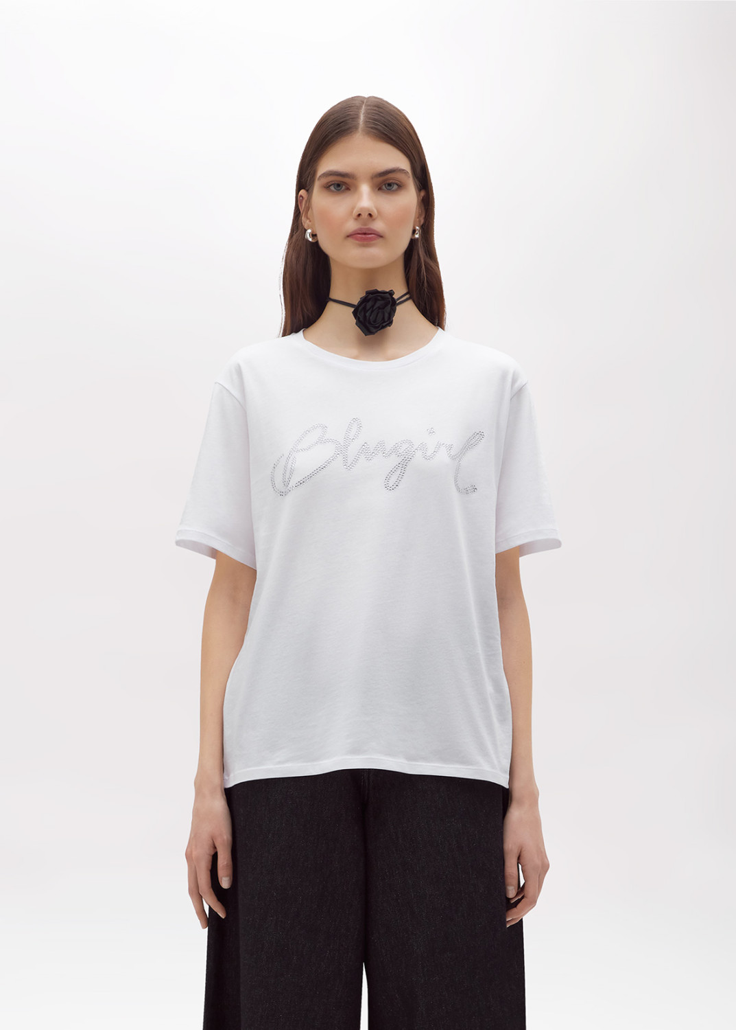 BLUGIRL: COTTON T-SHIRT WITH CRYSTALS