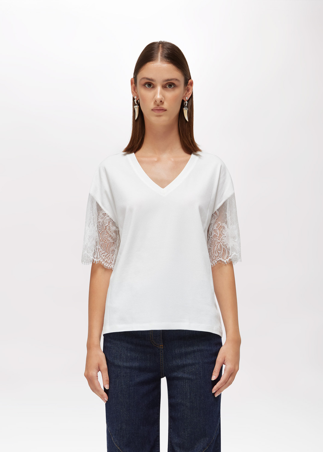 BLUGIRL: T-SHIRT IN JERSEY CON PIZZO