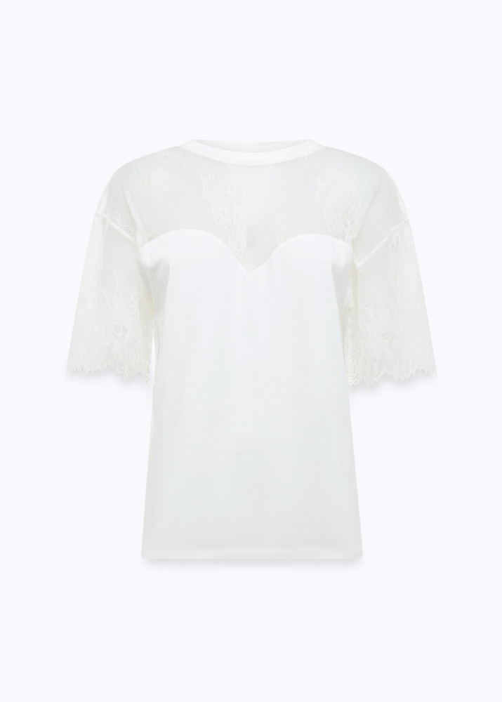 JERSEY T-SHIRT WITH LACE INSERTS