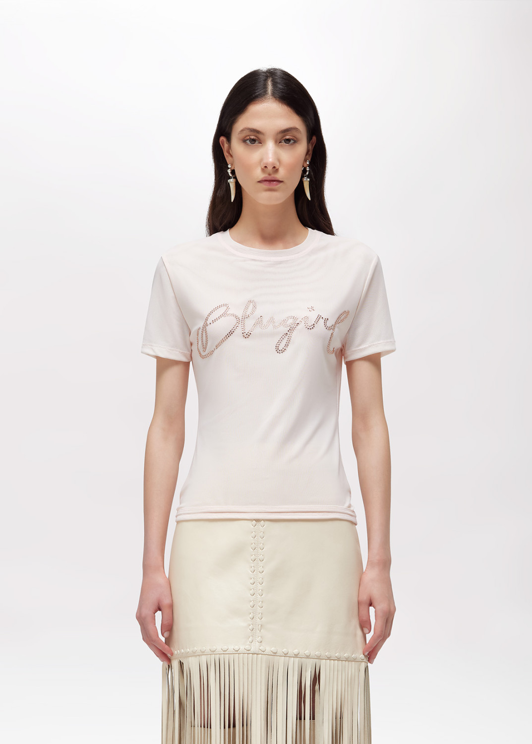 BLUGIRL: TULLE T-SHIRT WITH LOGO