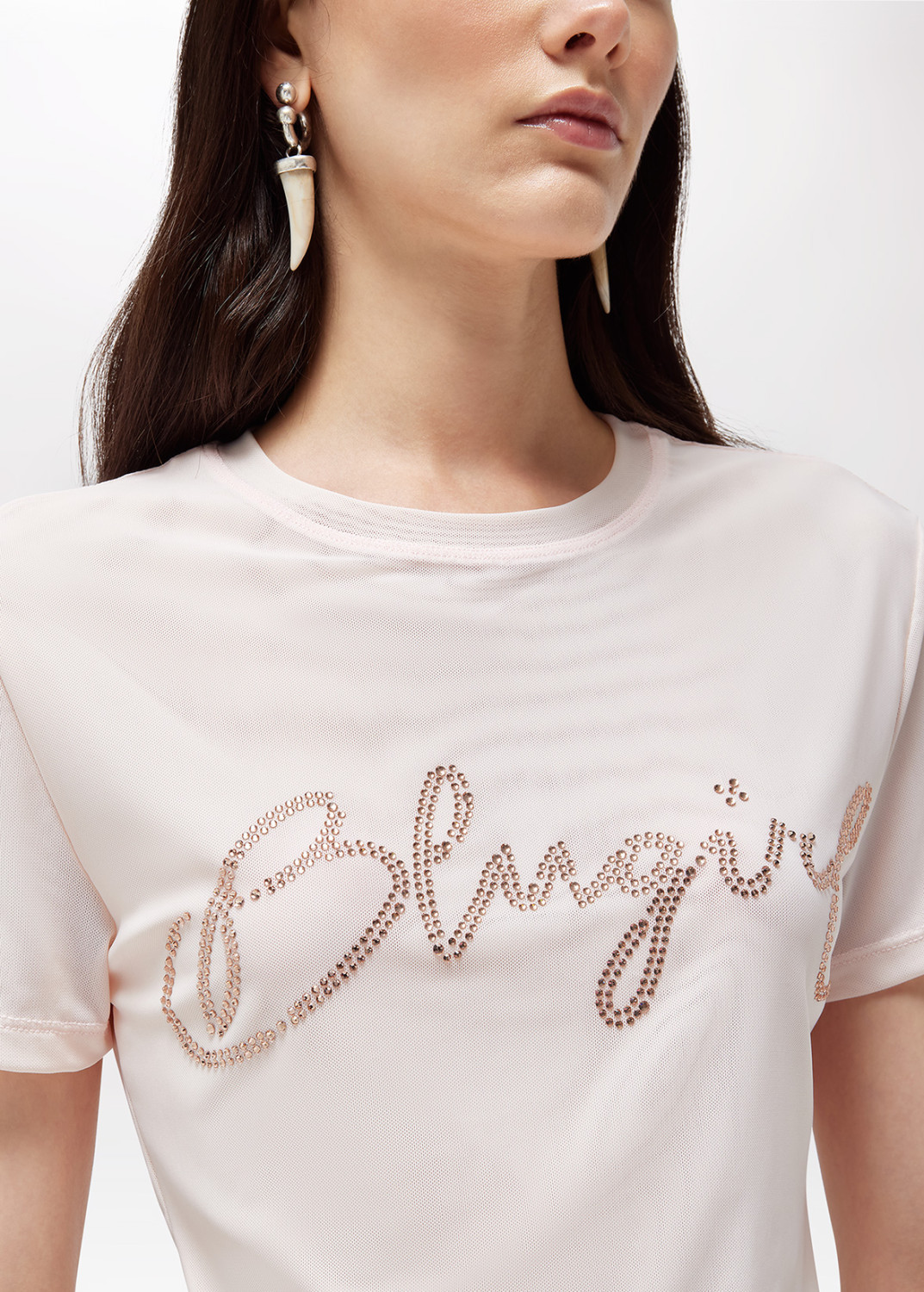 BLUGIRL: TULLE T-SHIRT WITH LOGO