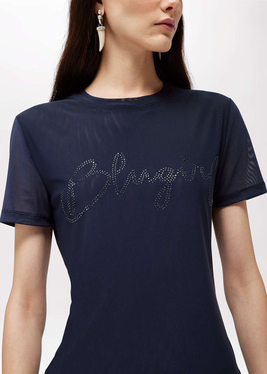 BLUGIRL: TULLE T-SHIRT WITH LOGO