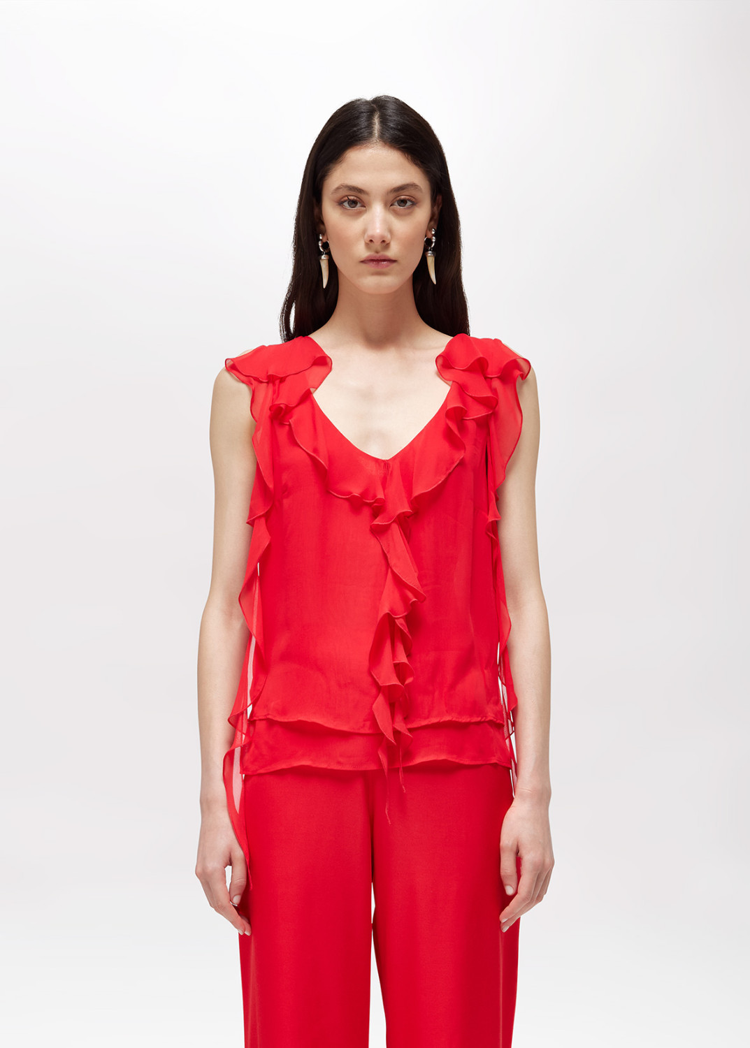 BLUGIRL: GEORGETTE TOP WITH RUFFLES