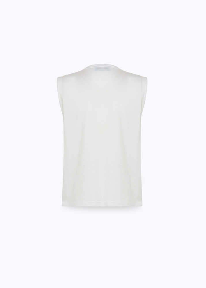 COTTON JERSEY TOP WITH LACE TRIM