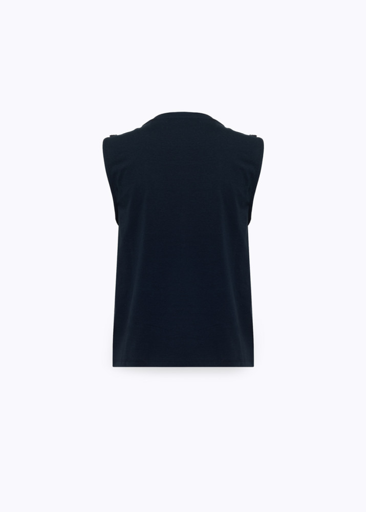 COTTON JERSEY TOP WITH LACE TRIM