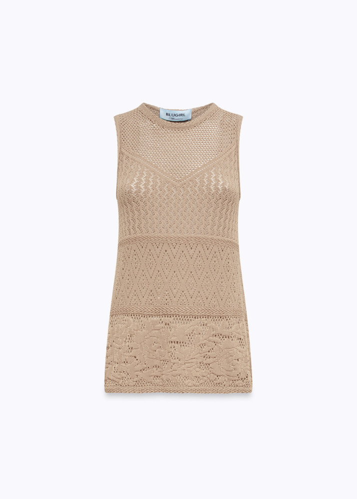 COTTON-BLEND KNIT TOP
